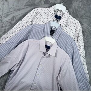 David Donahue Dress Shirt Mens 16.5 Button Up Lot Bundle 3 Check Striped Paisley